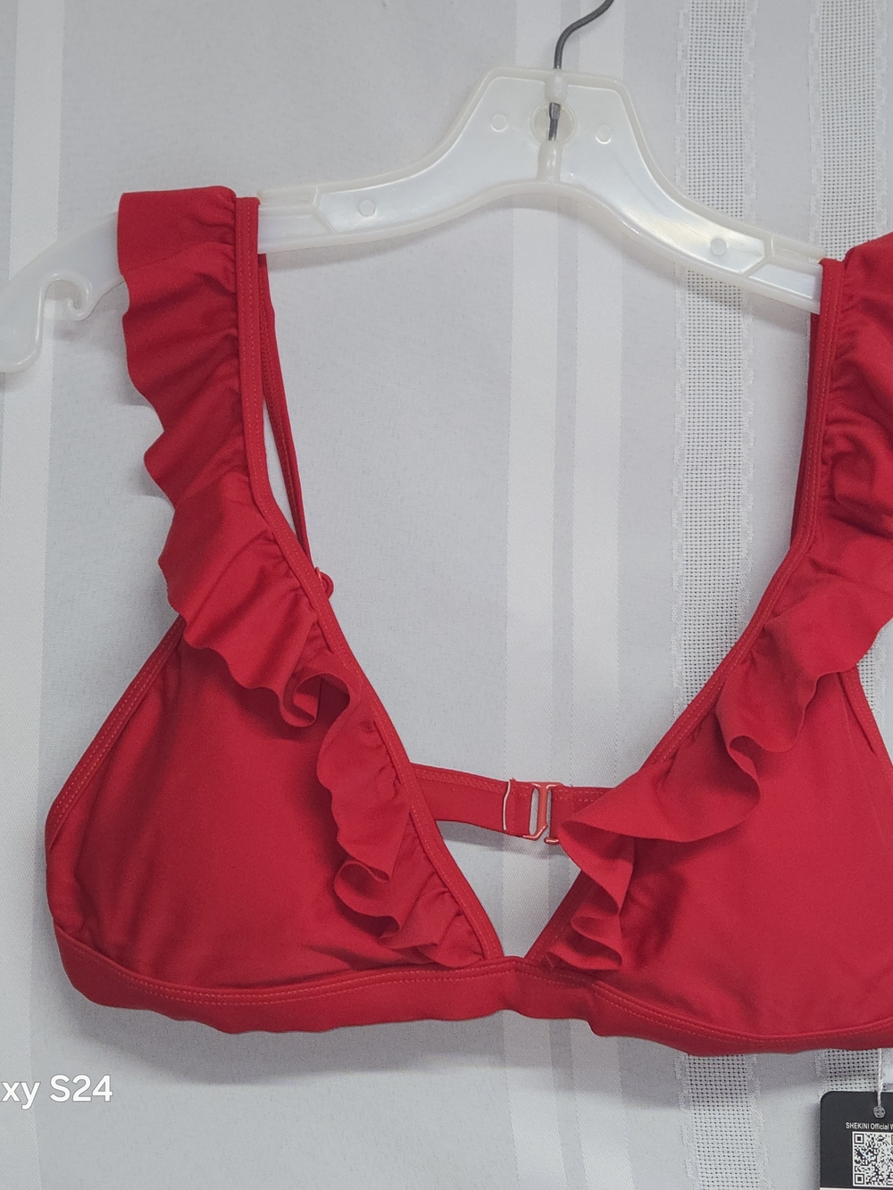 Shekini Women's Red Ruffle Swim Top Size L Bathing Suit Top